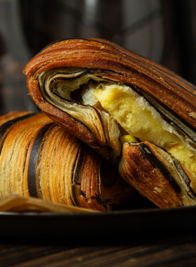 杏柠果新玉米巴斯克可颂手作玉米挞健康代餐下午茶甜点欧包酥脆