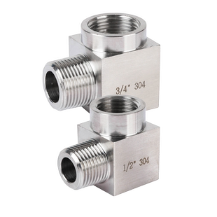 304不锈钢内外丝弯头加厚高压90度直角卡套螺纹内外接头2分3分4分