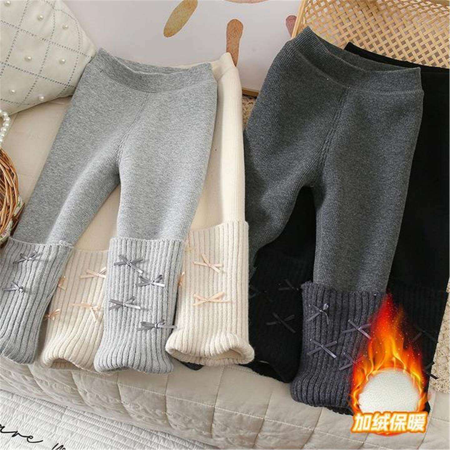 女童堆堆袜打底裤棉冬季连裤袜套加绒加厚一体拼接儿童外穿裤子