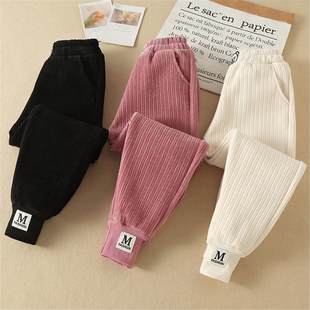 女童洋气运动裤冬季新款儿童裤子秋冬大童加绒加厚卫裤休闲裤长裤