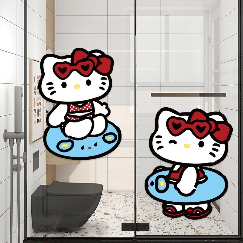 KT猫贴纸房间防水衣柜贴纸改造门贴新款hello kitty猫卫生间贴纸