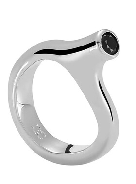 3E JEWELRY 曲线扭边黑白锆石戒指可叠戴