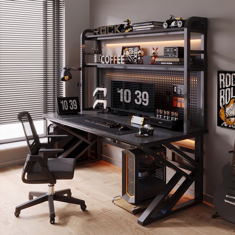 电脑桌台式家用洞洞板书桌书架一体电竞桌小户型学生学习桌办公桌