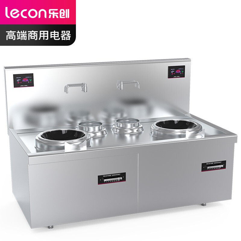 乐创lecon商用电磁双头双尾小炒灶大功率电磁灶 380v lc-j-a12x2