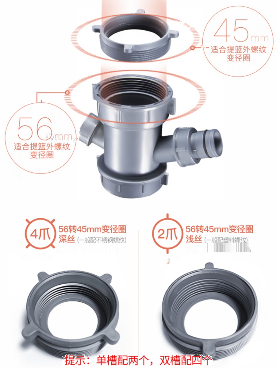 潜水艇厨房双槽水槽洗菜盆洗碗池淘菜盆水池垃圾处理器排水下水管