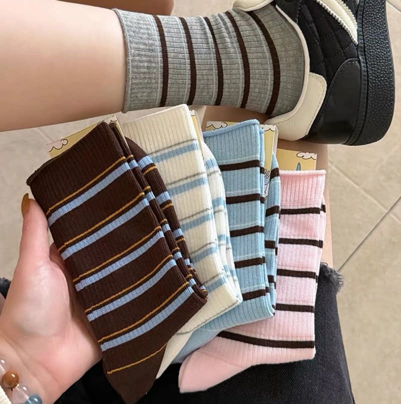 韩系女袜美拉德条纹堆堆袜