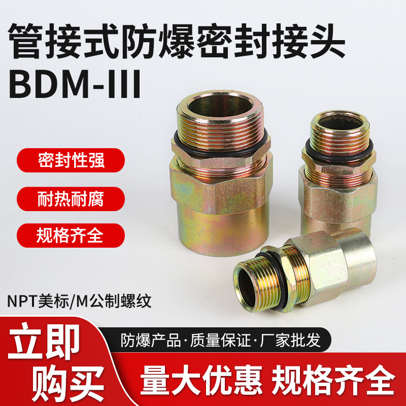 接管式III型BDM/DQM防爆防水电缆夹紧密封格兰接头碳钢内外丝G3/4