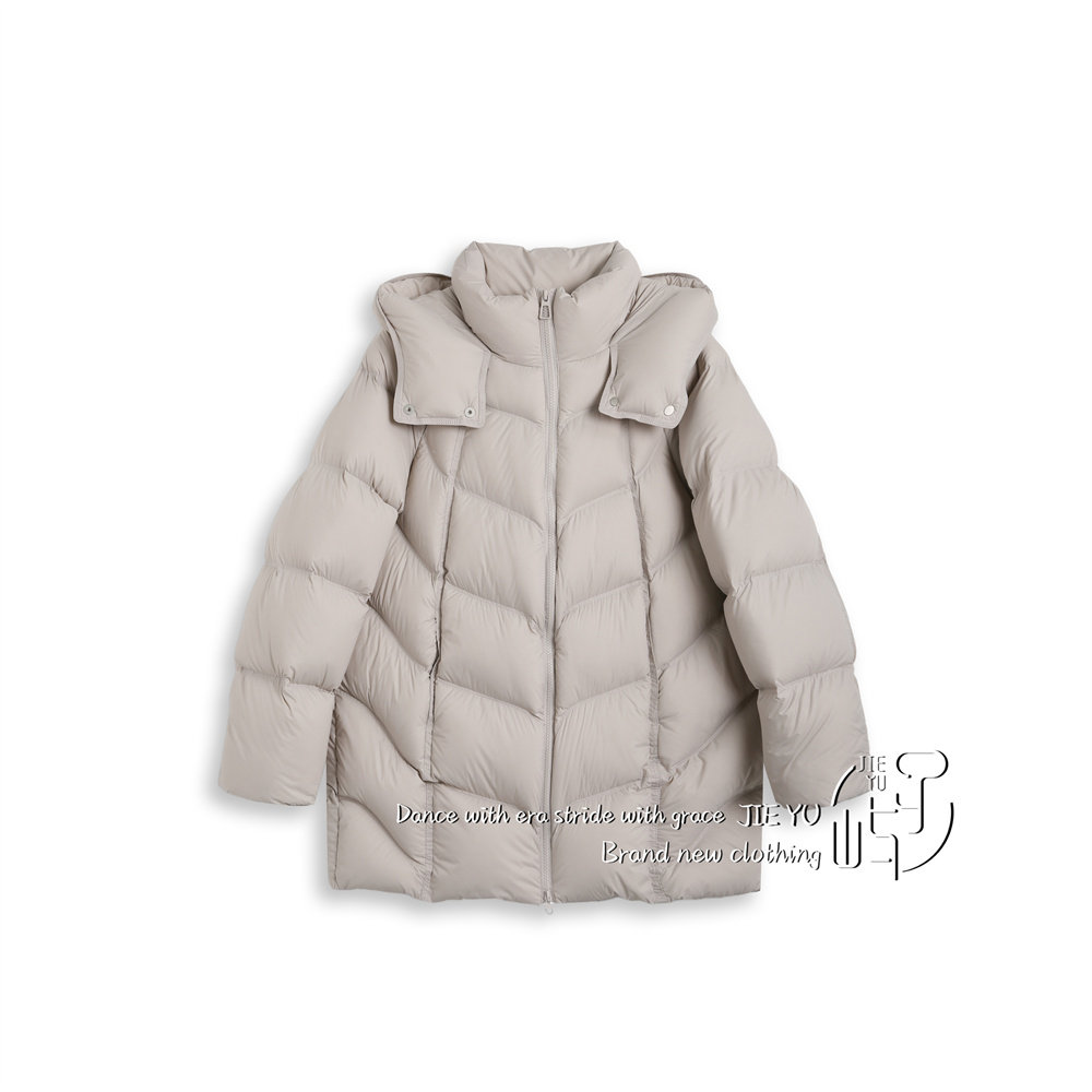 孑屿JIEYU 2025冬新款中长款显瘦加厚鹅绒服外套