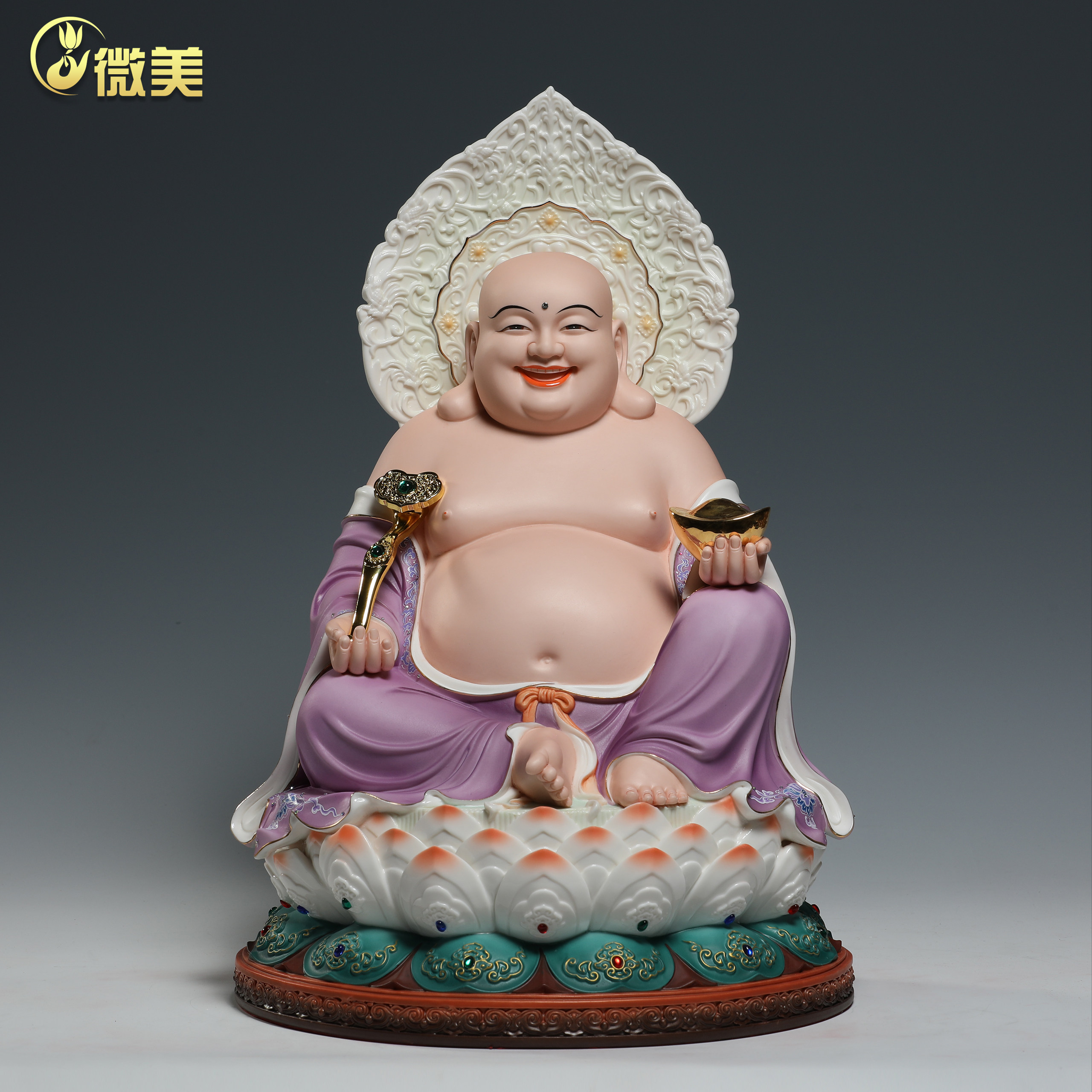 微美陶瓷12至19寸弥勒佛像摆件