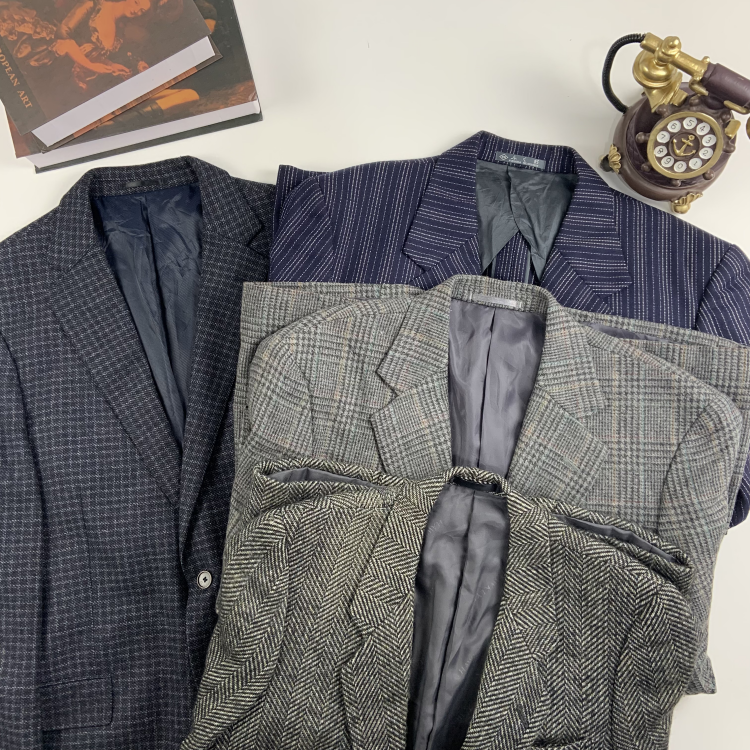 vintage古着日制粗花呢男女西装Harris Tweed呢复古港风外套-57