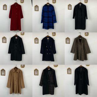 vintage古着日制羊毛大衣复古森系秋冬宽松阔版 大衣外套694 男女款