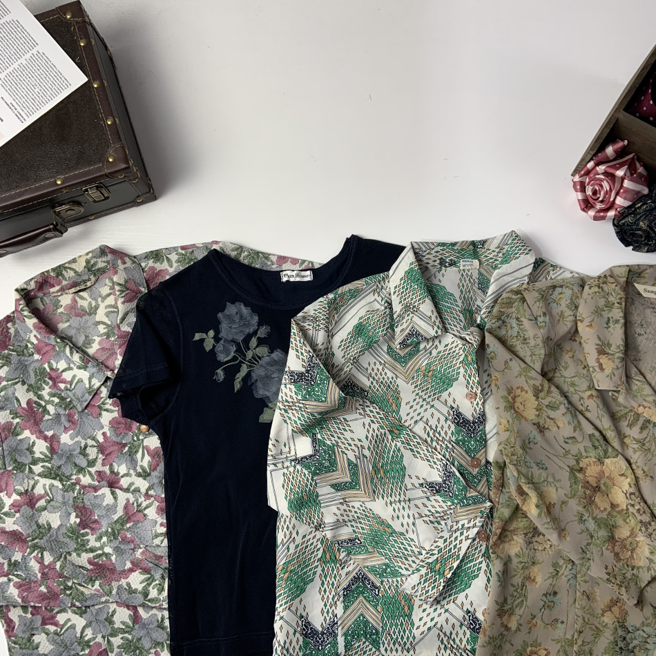 vintage日制古着精美衬衫中古复古港风田园森系街拍百搭衬衣-269