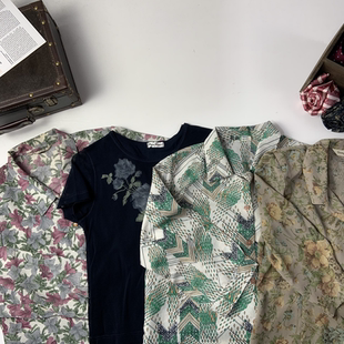 vintage日制古着精美衬衫中古复古港风田园森系街拍百搭衬衣-269