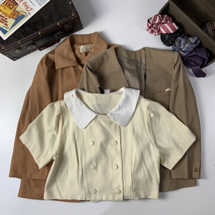 vintage古着日制女西女士西装 448 昭和港风复古文艺休闲西服瑕疵款