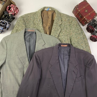 vintage古着日制男女中性西装通勤风港风复古西服外套瑕疵特价162