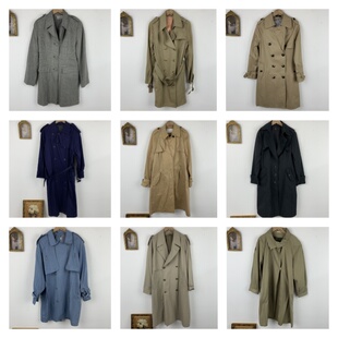 风衣外套323 通勤风衣长袖 vintage古着日制女士长款 港风廓形肩章款