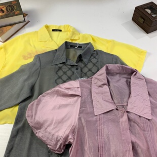vintage日制古着精品百搭宽松气质碎花简约上衣田园风衬衣-968