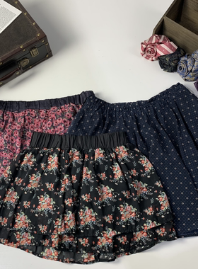 vintage日制古着蛋糕裙古早风少女夏款半身裙甜美软妹波点短裙376