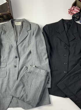 vintage古着日制女士羊毛秋冬套装商务正装干练松弛女西服套装298