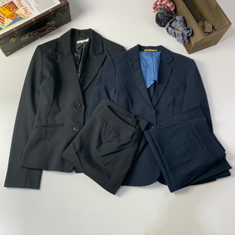 vintage古着日制女士羊毛秋冬套装复古港风都市职业女西服套装547