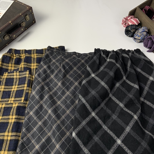 vintage古着日制秋冬毛半裙港风复古文艺印花优雅昭和风A字裙 317