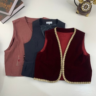vintage日制古着西装 马甲英伦复古港风休闲撞色百搭背心马甲809