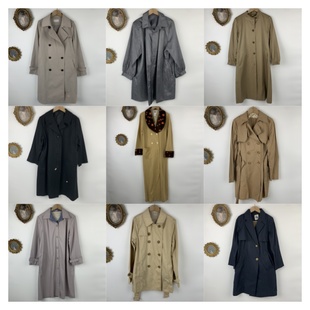402 外套瑕疵款 vintage古着日制女士长款 正肩港风廓形板正风衣长袖