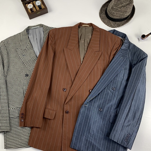 復(fù)古戧駁領(lǐng)西服外套31 vintage古著日制oversize寬松雙排扣西裝