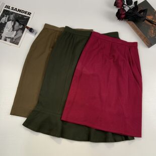 vintage古着日制秋冬毛半裙港风复古文艺知性慵懒风包臀一步裙610