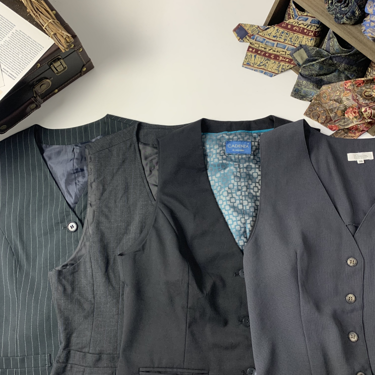 vintage日制古着女西装马甲英伦格百搭日系复古街拍文艺女马甲-18