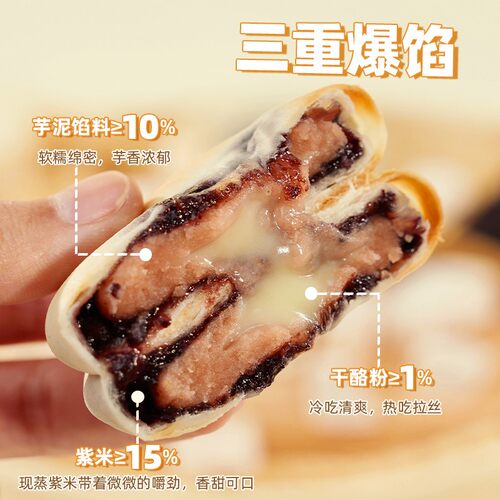 【麻戏团】紫米芋泥奶酪饼/红枣枸杞小米饼320g/8枚/箱营零食dx