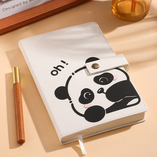 笔记本本子2025年新款可爱熊猫日记本少女心高颜值a5记事本文艺精致大学生加厚高档计划本会议记录横线手账本
