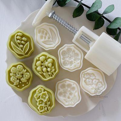 胖东来超市官方旗舰店50g铃兰花中秋月饼模 郁金香绿豆糕模山茶花