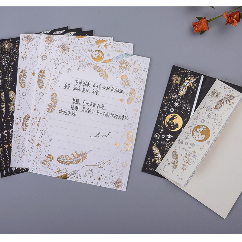 西式复古信封文艺情书高档烫金B6号信纸信封套装创意小清新日式信笺信纸信封套装