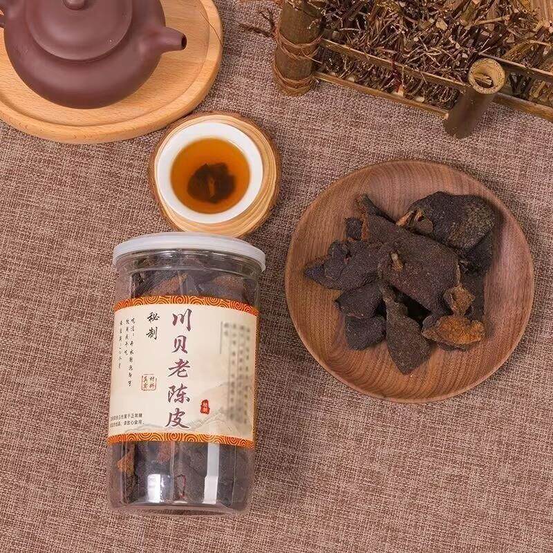 川贝秘制老陈皮正宗新会陈皮干广东潮汕特产开罐即食泡水冲茶消积