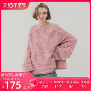 coca日系圆领澎澎感新年毛衣冬季慵懒风新款女装圣诞穿搭宽松上衣