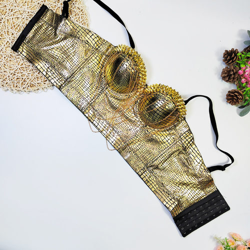 欧美跨境亚马逊国际站金属链条鱼骨抹胸外穿感防走光裹胸