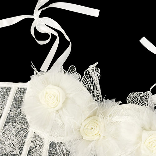 性感蕾丝刺绣花朵吊带背心网纱鱼骨胸衣羽毛秋冬内搭抹胸上衣