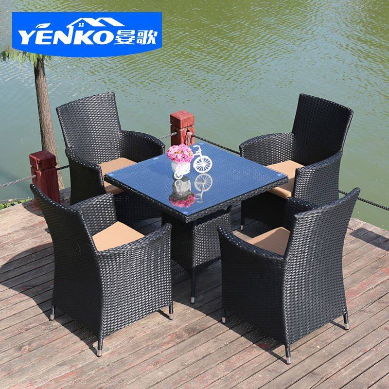 户外桌椅组合藤椅三件套庭院露天阳台室外花园露台铁艺休闲藤编椅