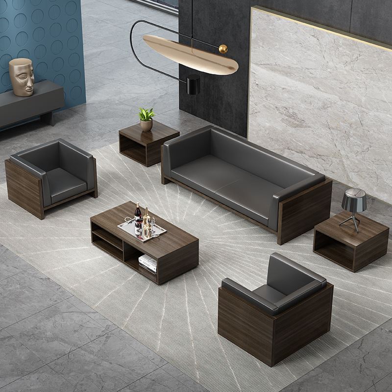 办公沙发简约会客接待商务三人位沙发办公室家具接待沙发茶几组合