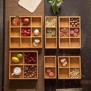 围炉煮茶点心盘九宫格果盘零食干果盘木质盘分格九宫格托盘火锅配