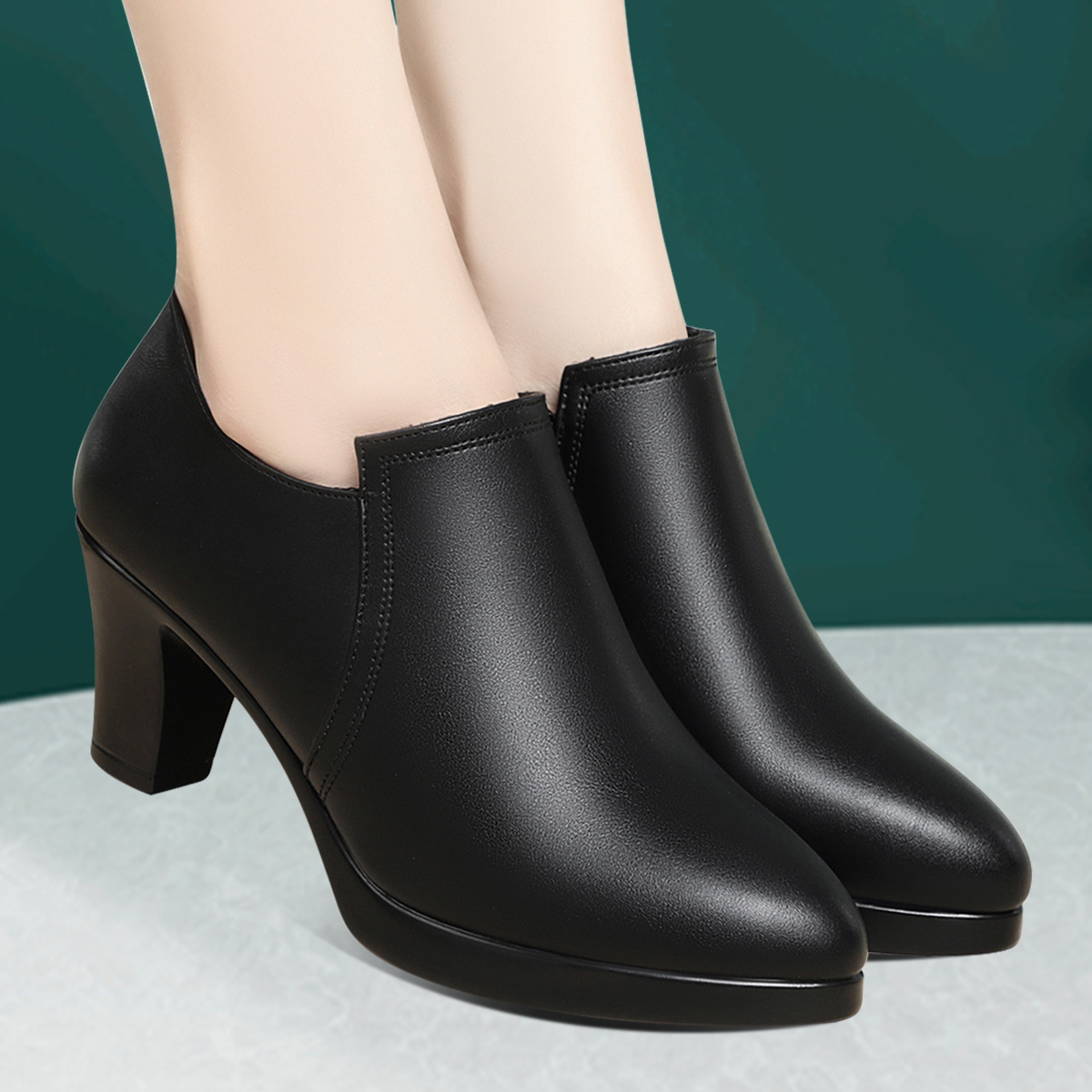 深口单鞋防水台高跟鞋买一送五