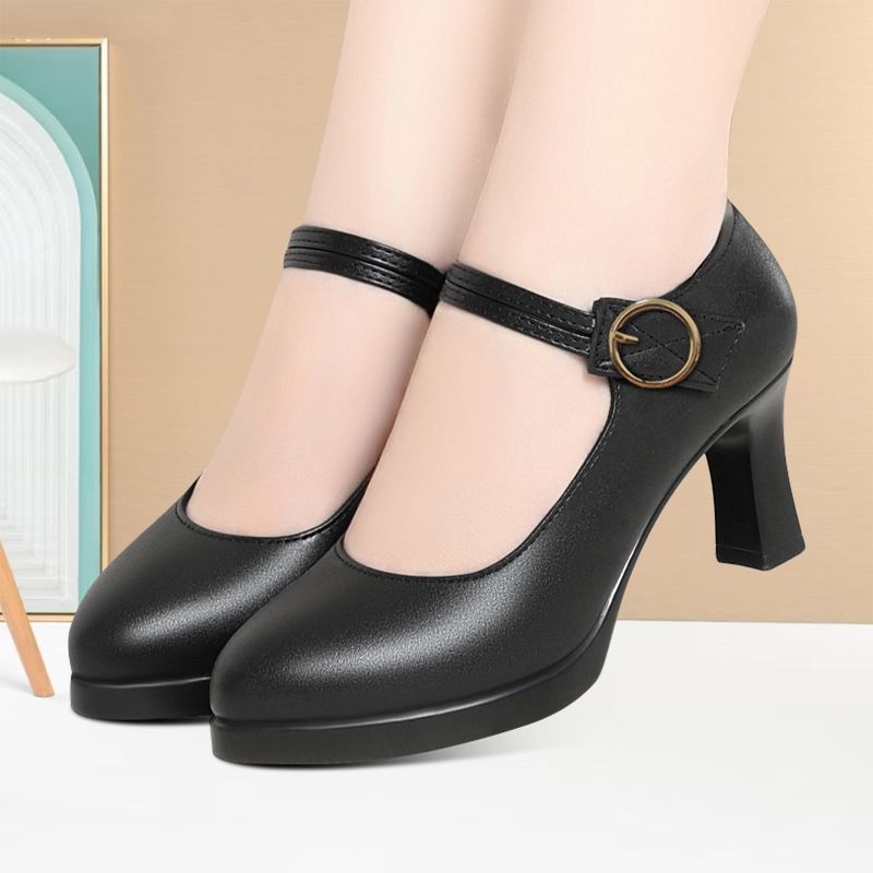 新款2025旗袍模特专业走秀鞋百搭时尚厚底高跟鞋女士通勤浅口单鞋