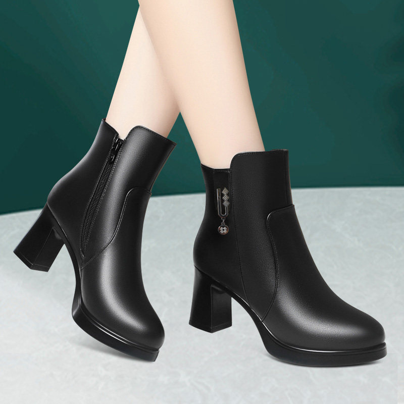 时尚洋气中老年妈妈短筒靴厚底加绒加厚保暖女皮靴休闲百搭时装靴,女鞋,时装靴,淘宝优惠券,粉丝福利购,淘宝优惠卷