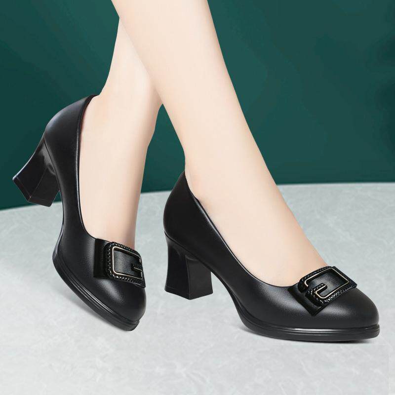 舒适时尚气质休工作鞋通勤休闲软皮旗袍走秀鞋防滑耐磨粗跟专业鞋