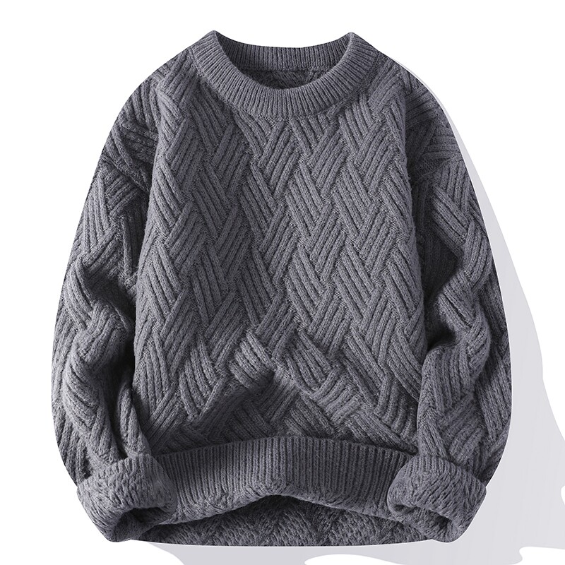 DREW VOTO CREW NECK SWEATER MENS WINTER 2024 TREND VERSATILE KNITTED BASE LAYER WARM THICKENED KNIT SWEATER