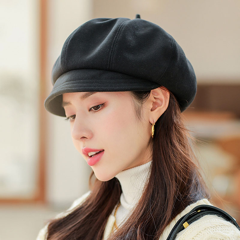 秋冬季新款英伦风八角帽女显脸小