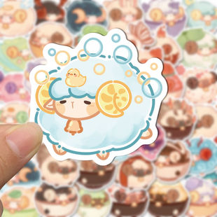【原创】50张魔法咩咩羊卡通贴纸精美可爱手账手机壳装饰防水贴画