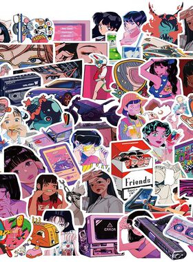 高颜值CityPop女孩贴纸ins文创手机电脑装饰防水自粘贴画可爱拽妹