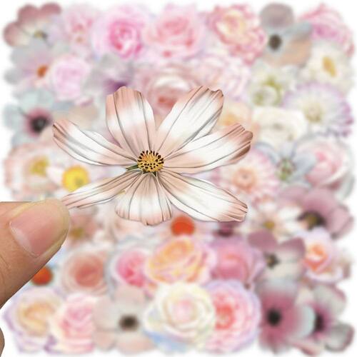 100张半透明粉色花花贴画